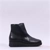 Pepe Saenz Sara Side Zip Wedge Boot - Black Leather